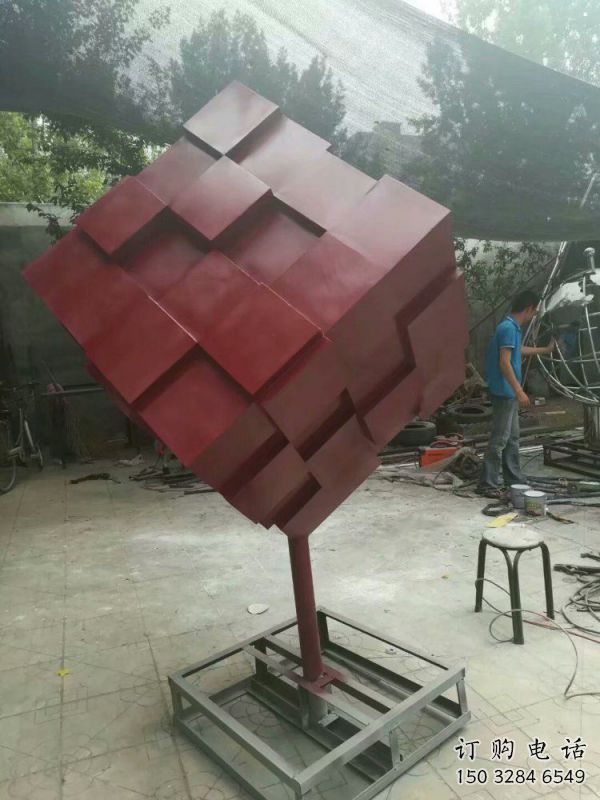 正方體雕塑供需，廣場雕塑，不銹鋼正方體雕塑選用