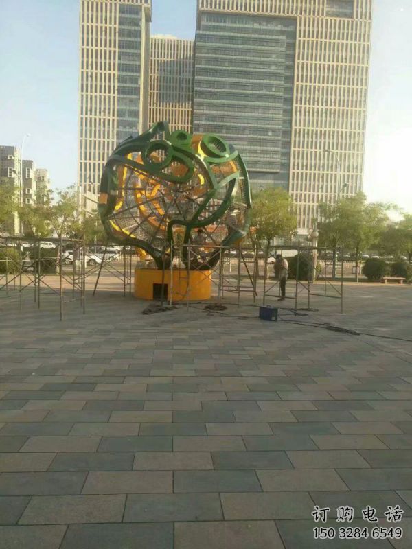 鏤空球雕塑制造商，動態雕塑，烤漆鏤空球雕塑精品