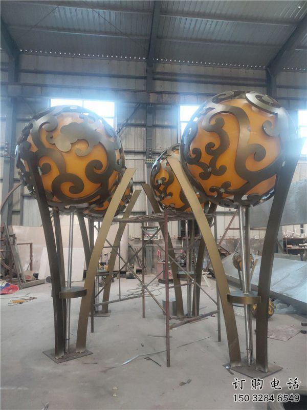 空心球雕塑制作，地標(biāo)擺件，景觀鏤空空心球雕塑選用
