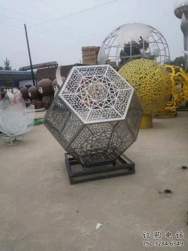 棱面球雕塑精選，景區雕塑，鏤空棱面球雕塑制作