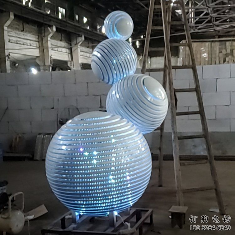 燈光球雕塑承接，城市雕塑，不銹鋼燈光球雕塑精品