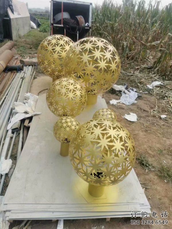 燈光球雕塑訂做，景區案例，不銹鋼燈光球雕塑定制