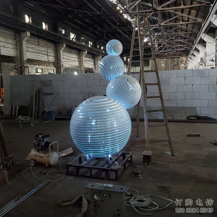 燈光球雕塑定做，標識雕塑，不銹鋼燈光球雕塑選定