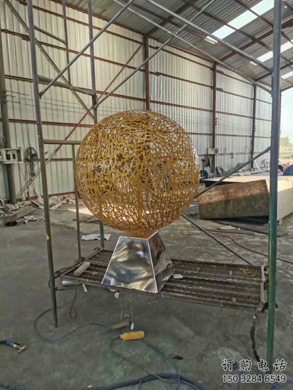 燈光球雕塑展示，園林裝飾，不銹鋼燈光球雕塑承接