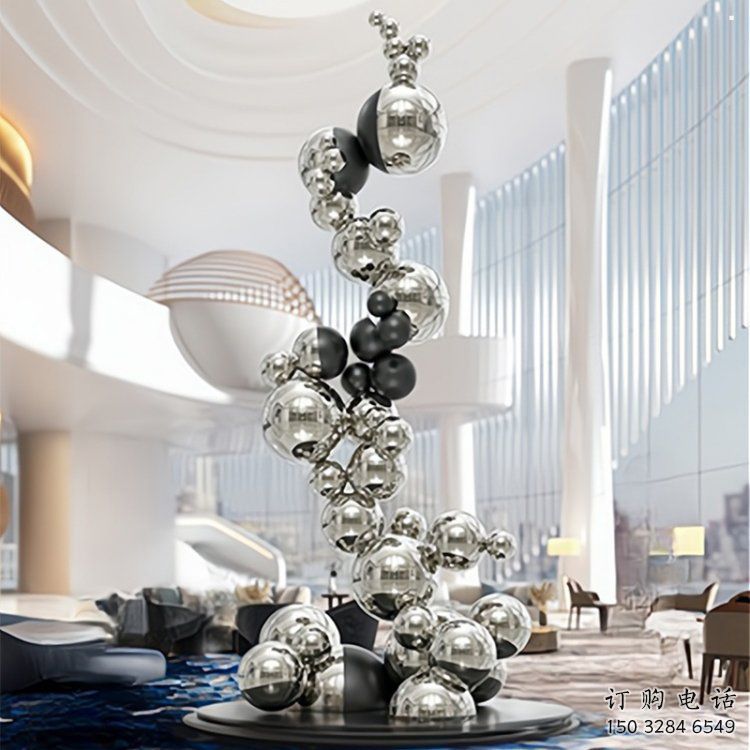 分子球雕塑制作，歐式風格，不銹鋼分子球雕塑優選