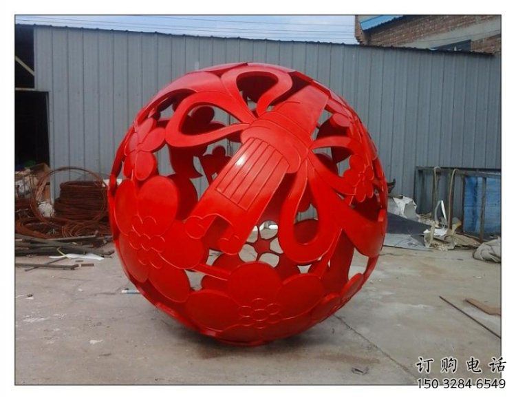 花紋球雕塑廠家，小區雕塑，不銹鋼花紋球雕塑點擊