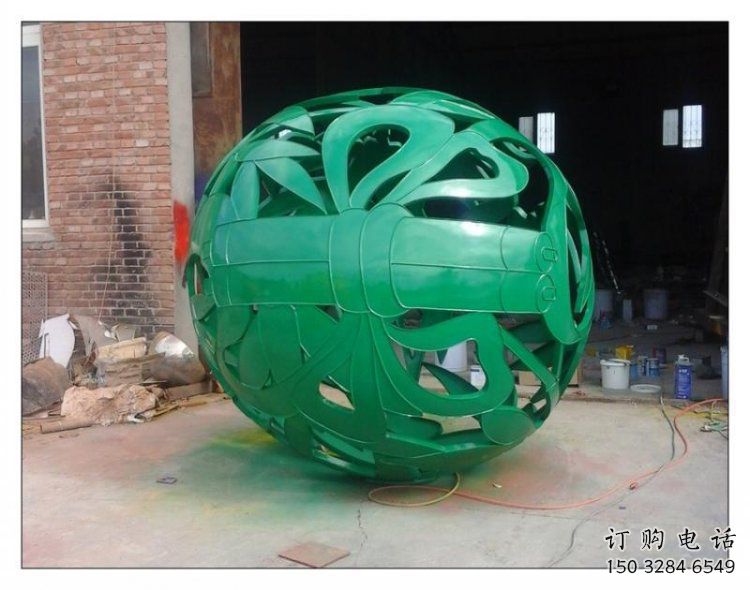 花紋球雕塑制作，酒店擺件，不銹鋼花紋球雕塑訂做