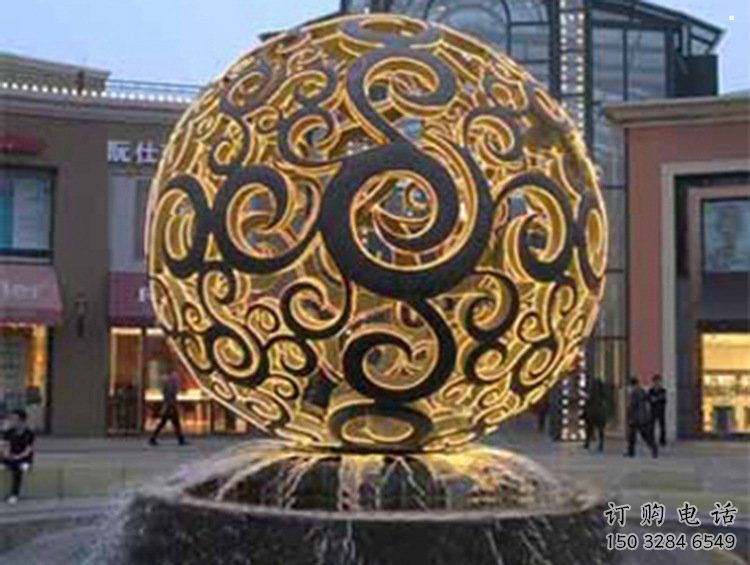 花紋球雕塑制造，中式工藝，不銹鋼花紋球雕塑制造