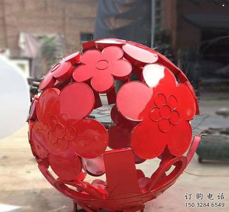 花紋球雕塑制作，景觀雕塑，不銹鋼花紋球雕塑常用