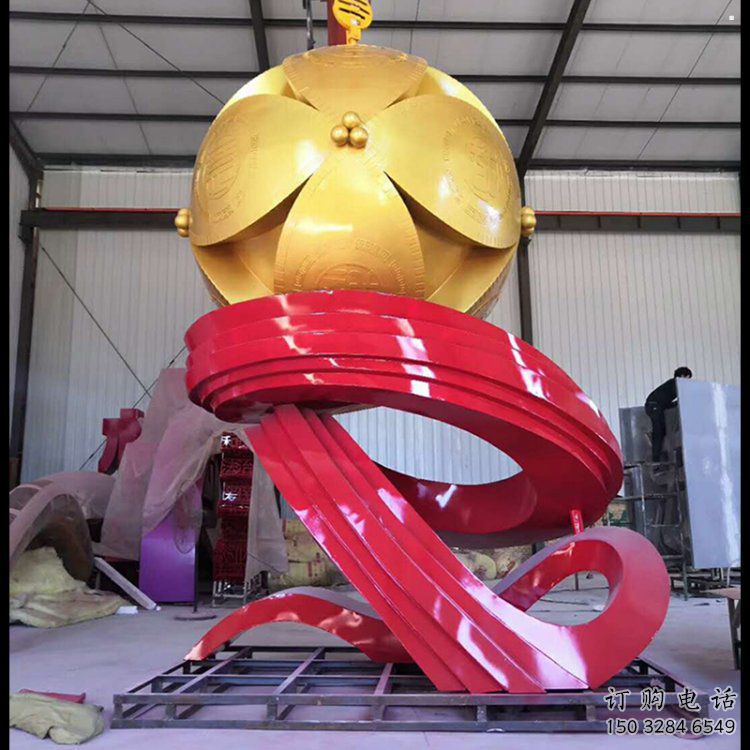 繡球雕塑選用，景區案例，不銹鋼繡球雕塑通用