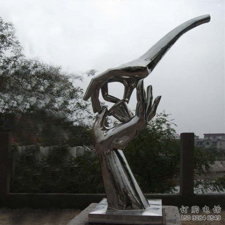 手拈花雕塑制造商，小區擺件，不銹鋼手拈花雕塑制造廠家