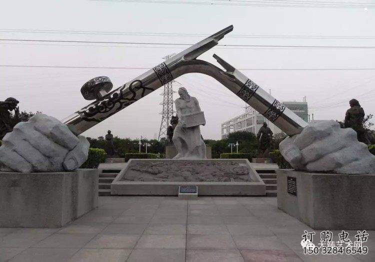 手握鋼筆雕塑，標識雕塑，不銹鋼手握鋼筆雕塑廠家