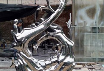 制造波浪雕塑廠家，地標擺件，不銹鋼波浪雕塑訂做