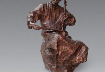 拉二胡雕塑點擊，地標擺件，民俗民俗人物雕塑承接