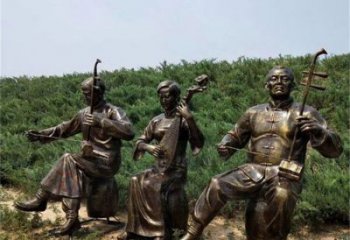 拉二胡雕塑訂做，街景小品，戶外民俗人物雕塑制作