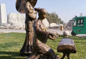 彈古箏雕塑供需，美陳雕塑，景觀民俗人物雕塑承接
