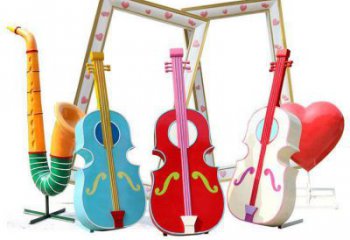 提琴雕塑點擊，陸地擺件，不銹鋼提琴雕塑預定