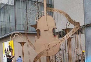 提琴雕塑優選，陸地擺件，不銹鋼提琴雕塑制作承接