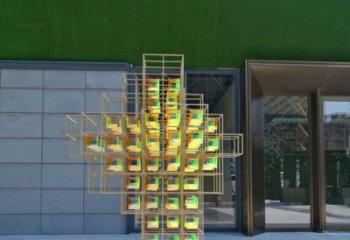 魔方雕塑定制，抽象雕塑，燈光魔方雕塑預定