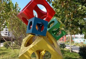 魔方雕塑廠家，室外雕塑，不銹鋼魔方雕塑選定