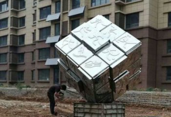 正方體雕塑供應，花園小品，不銹鋼正方體雕塑展品