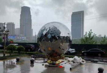 鏡面球雕塑精選，美陳雕塑，不銹鋼球雕塑廠家