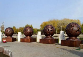鏤空球雕塑承接，村標概念，地產(chǎn)烤漆鏤空球雕塑廠家