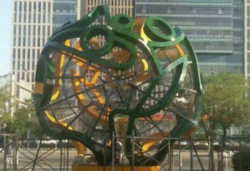 鏤空球雕塑精選，廣場系列，烤漆鏤空球雕塑廠家