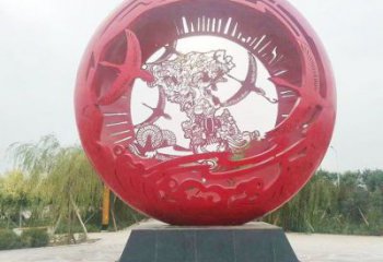 空心球雕塑定制，市標雕塑，鏤空空心球雕塑定做廠家