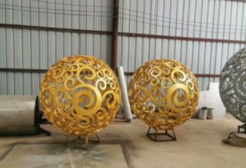 棱面球雕塑服務商，街道標識，鏤空棱面球雕塑定制廠家