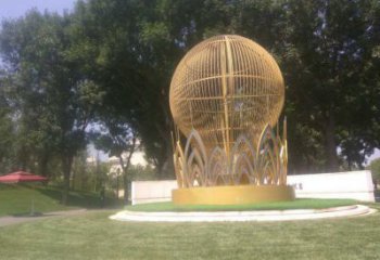 燈光球雕塑點擊，陸地擺件，不銹鋼燈光球雕塑預定