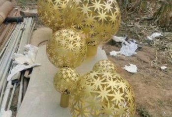 燈光球雕塑訂做，景區案例，不銹鋼燈光球雕塑定制