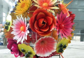 花球雕塑廠家，美陳雕塑，不銹鋼花球雕塑定制