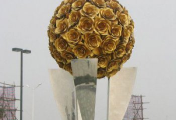 花球雕塑精選，市標(biāo)雕塑，不銹鋼花球雕塑廠家