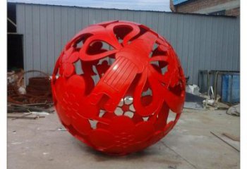 花紋球雕塑廠家，小區(qū)雕塑，不銹鋼花紋球雕塑點擊