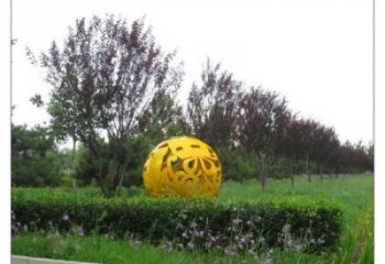 花紋球雕塑精選，小區(qū)雕塑，不銹鋼花紋球雕塑定做