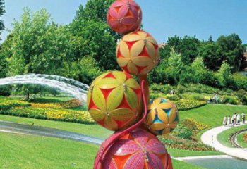 繡球雕塑服務商，公園小品，地產(chǎn)不銹鋼繡球雕塑廠家