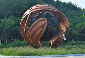 鏤空球雕塑廠家，小區(qū)擺件，烤漆異形鏤空球雕塑服務商