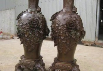 銅花瓶雕塑供應，城市裝飾，彩色銅花瓶雕塑優選