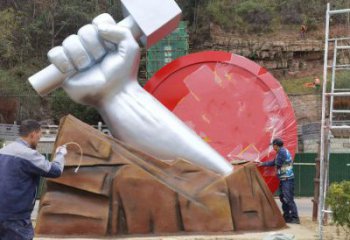 拳頭雕塑預定，白鋼構(gòu)件，不銹鋼拳頭雕塑選定