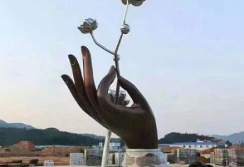 手拈花雕塑優選，城市裝飾，不銹鋼手拈花雕塑訂做