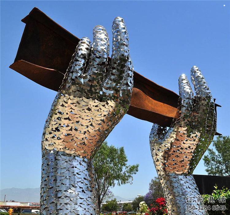 雙手雕塑定制，城市裝飾，花園不銹鋼雙手雕塑承接