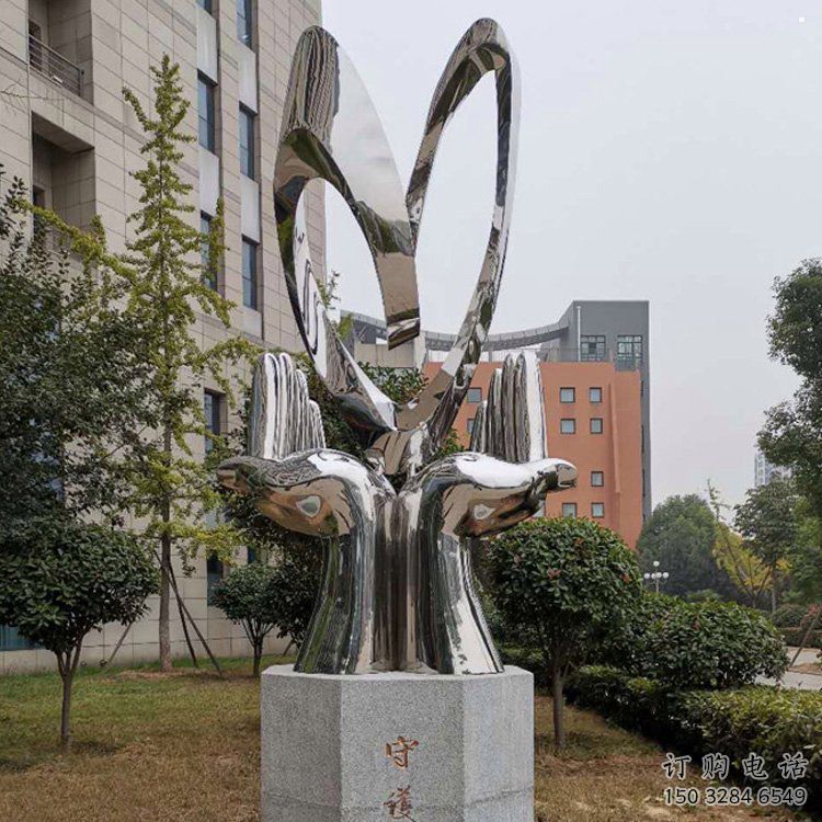 雙手雕塑指用，小區雕塑，廣場不銹鋼雙手雕塑制作