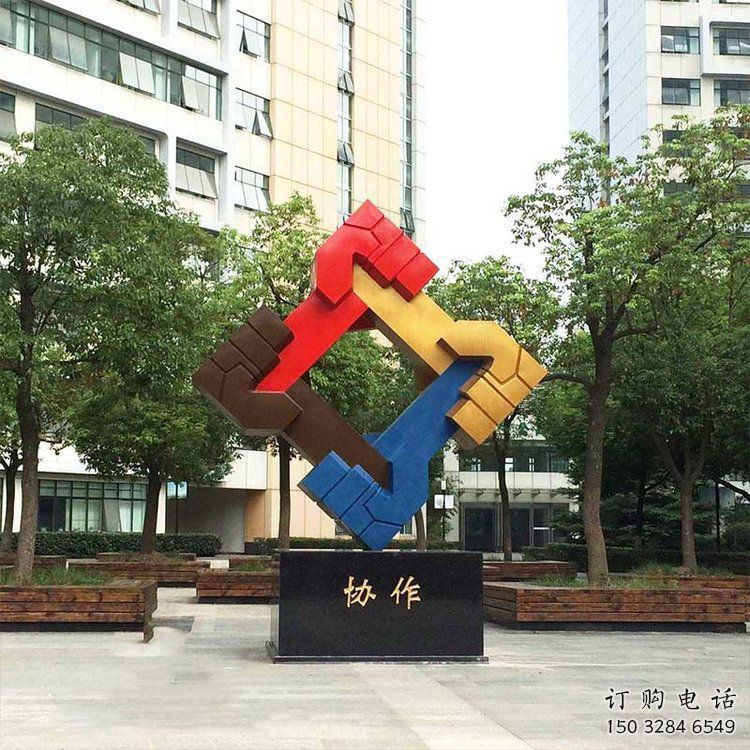 握手雕塑指用，多彩藝術，景觀不銹鋼握手雕塑廠家