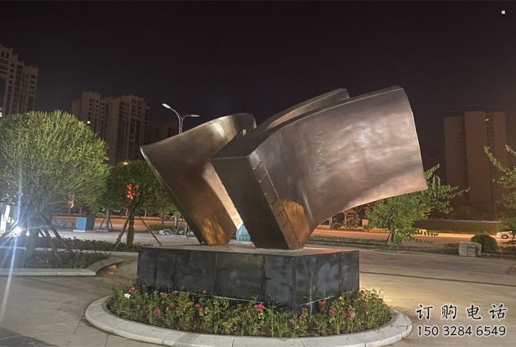 銅書籍雕塑精選，彩鋼制作，銅書籍雕塑工廠供給