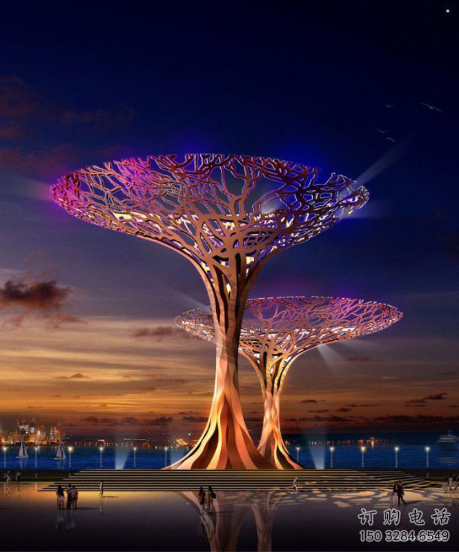 遮陽樹雕塑精選，街頭藝術(shù)，不銹鋼遮陽樹雕塑承接