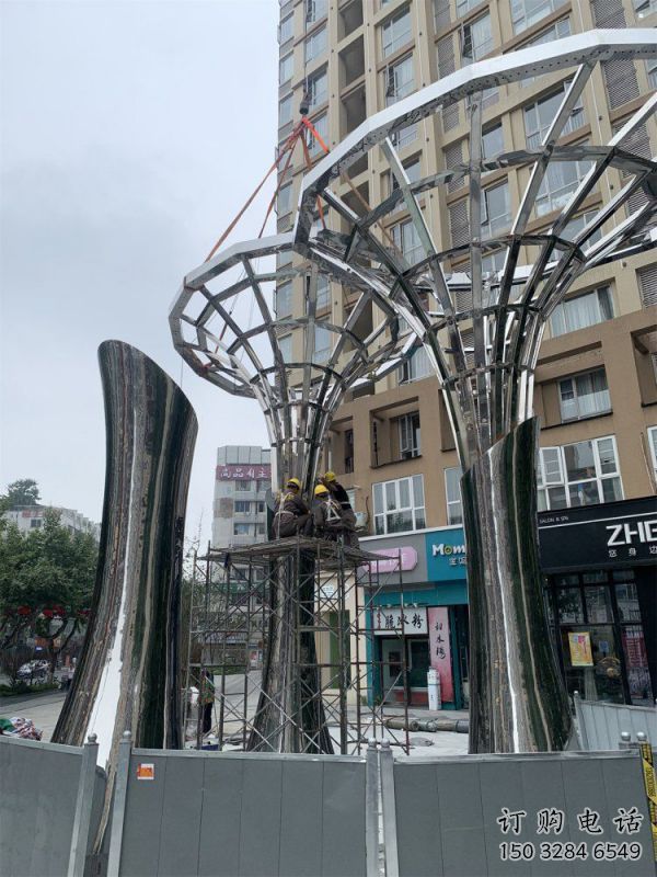 遮陽樹雕塑優選，室外雕塑，彩繪鏤空遮陽樹雕塑優選