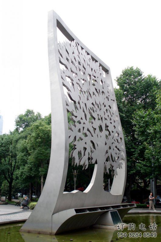 鏤空樹雕塑訂做，城市裝飾，景觀鏤空剪紙樹雕塑定制