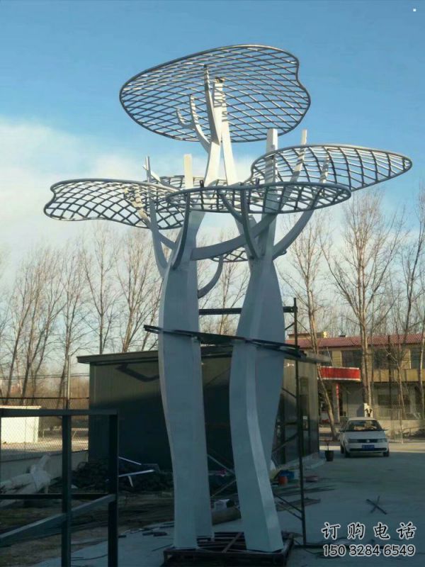 蘑菇樹雕塑定價(jià)，街頭雕塑，鏤空蘑菇樹雕塑制作廠家