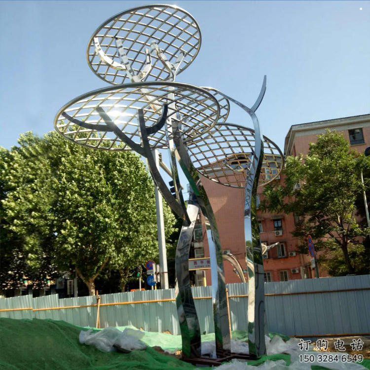 蘑菇樹雕塑供給，戶外雕塑，不銹鋼楓葉雕塑選用